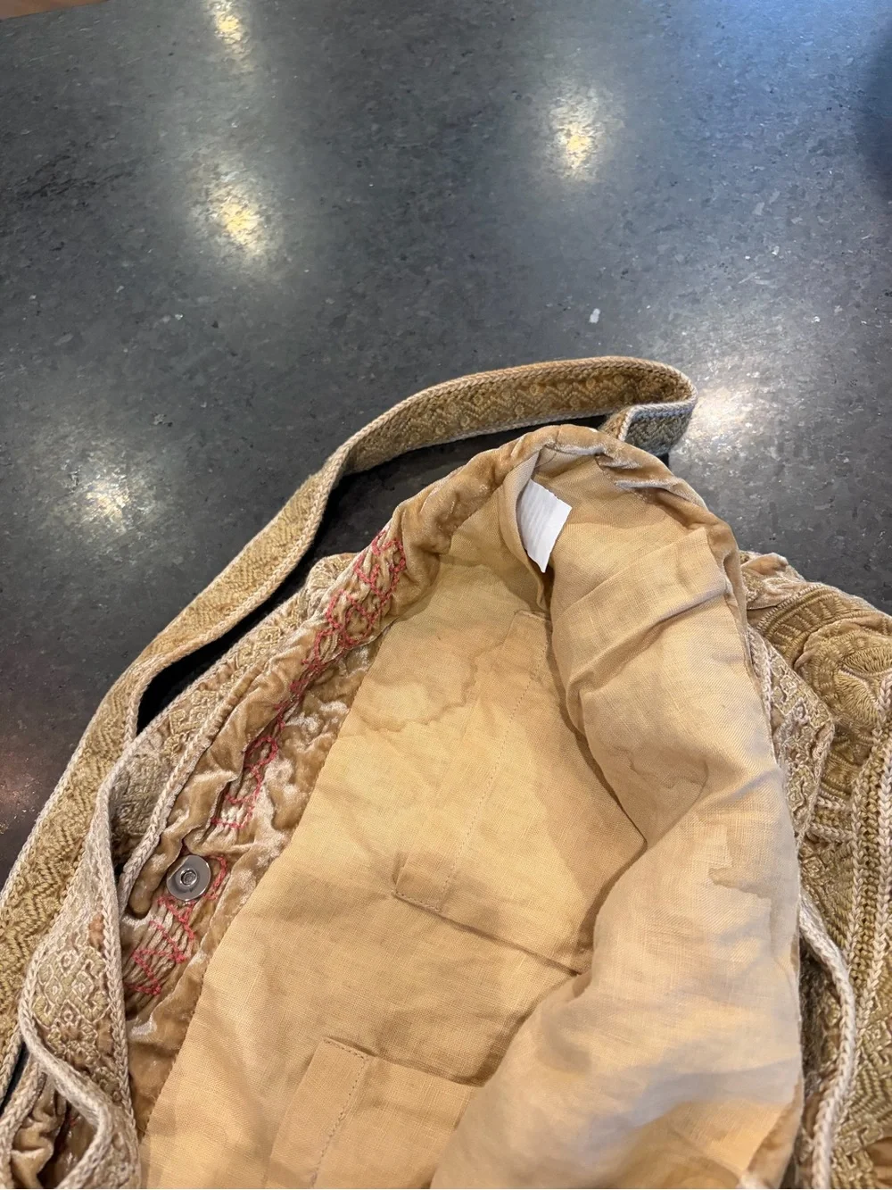 Johnny Was X Free People Summer Bloom Embroidered Floral Beige Shoulder Bag
